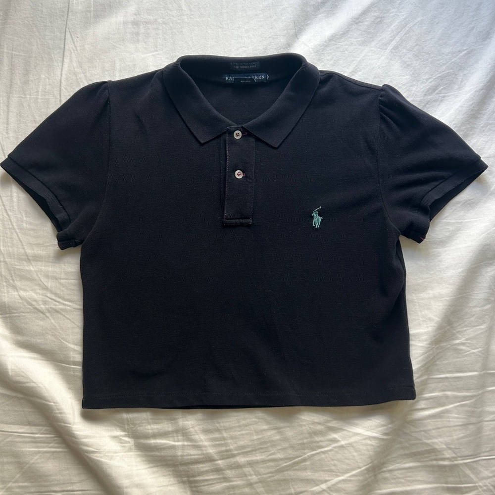 Ralph Lauren Black Cropped Polo Shirt
